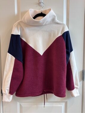 Dudley Stephens Isla Colorblock Funnel Neck Pullover - White, Burgundy, Navy